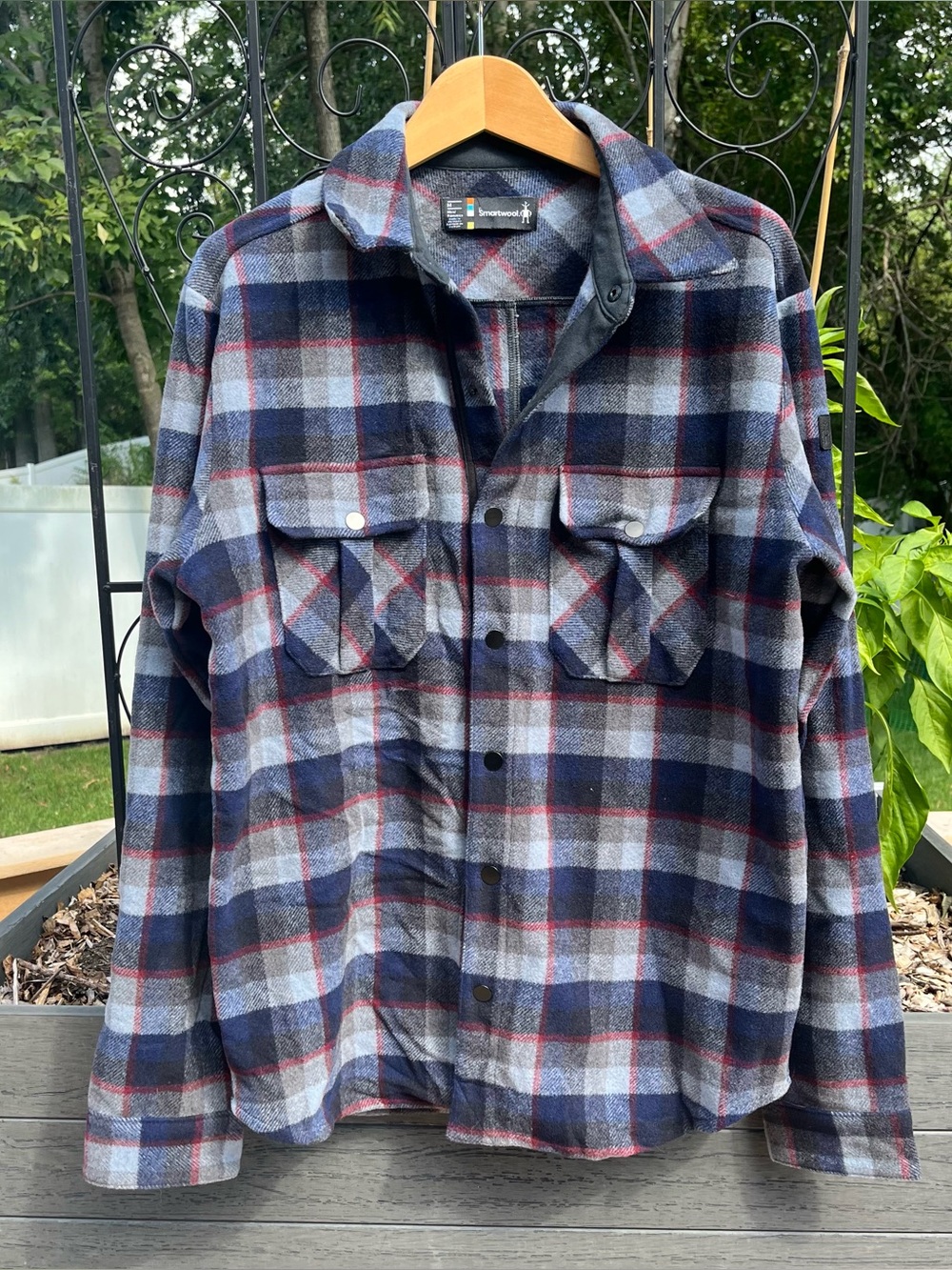 SmartWool Anchor Line Merino Wool Blend Plaid Shirt Jacket Size M Rugged Outdoor